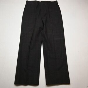 Vtg Bespoke‎ 31x29 Brown Glenn Check Plaid Wool Tweed Full Cut Dress Pants